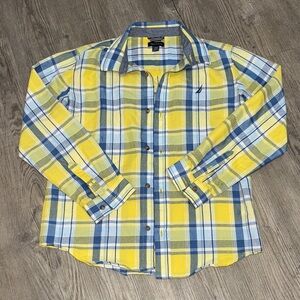 Nautica Yellow and Blue Plaid Button-Down Shirt